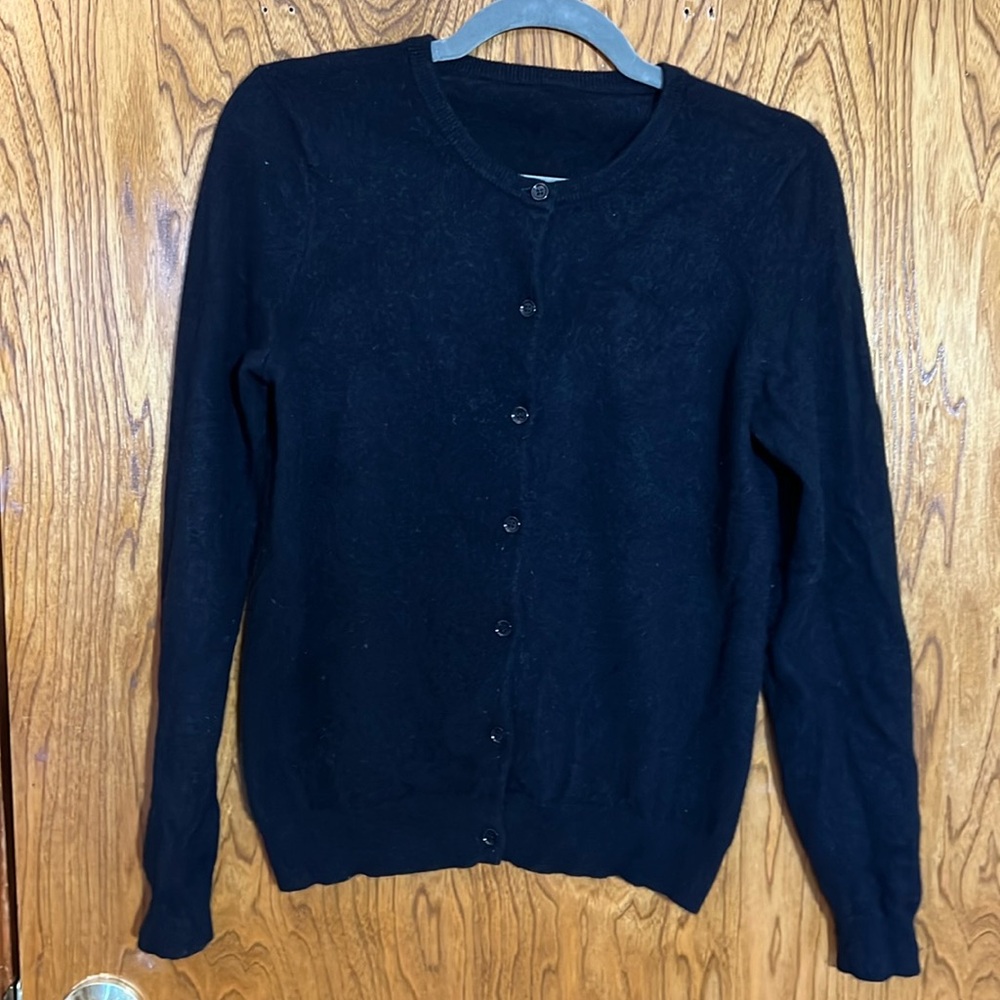 Solid black cashmere cardigan